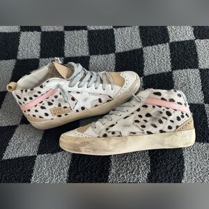 Golden Goose Leopard Print Sneakers with Pink and White Accents size 37